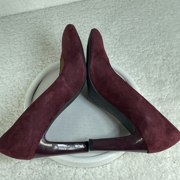 Franco Sarto Heels Womens Sz 8.5M Red Wine Suede Pumps 4 Inch Heels Leather - Picture 5 of 8